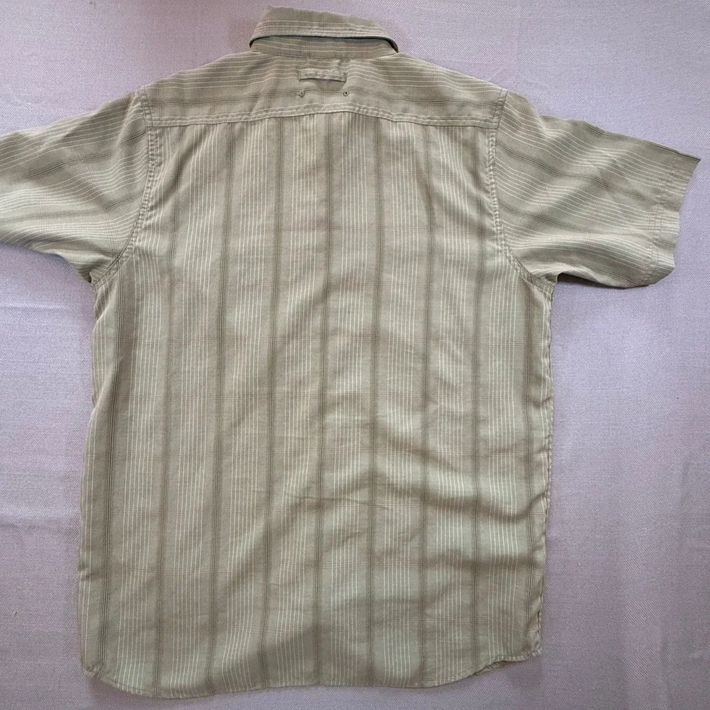 The North Face Mens Sage Green Striped Short Sleeve Button Up AT8H Size M 2157